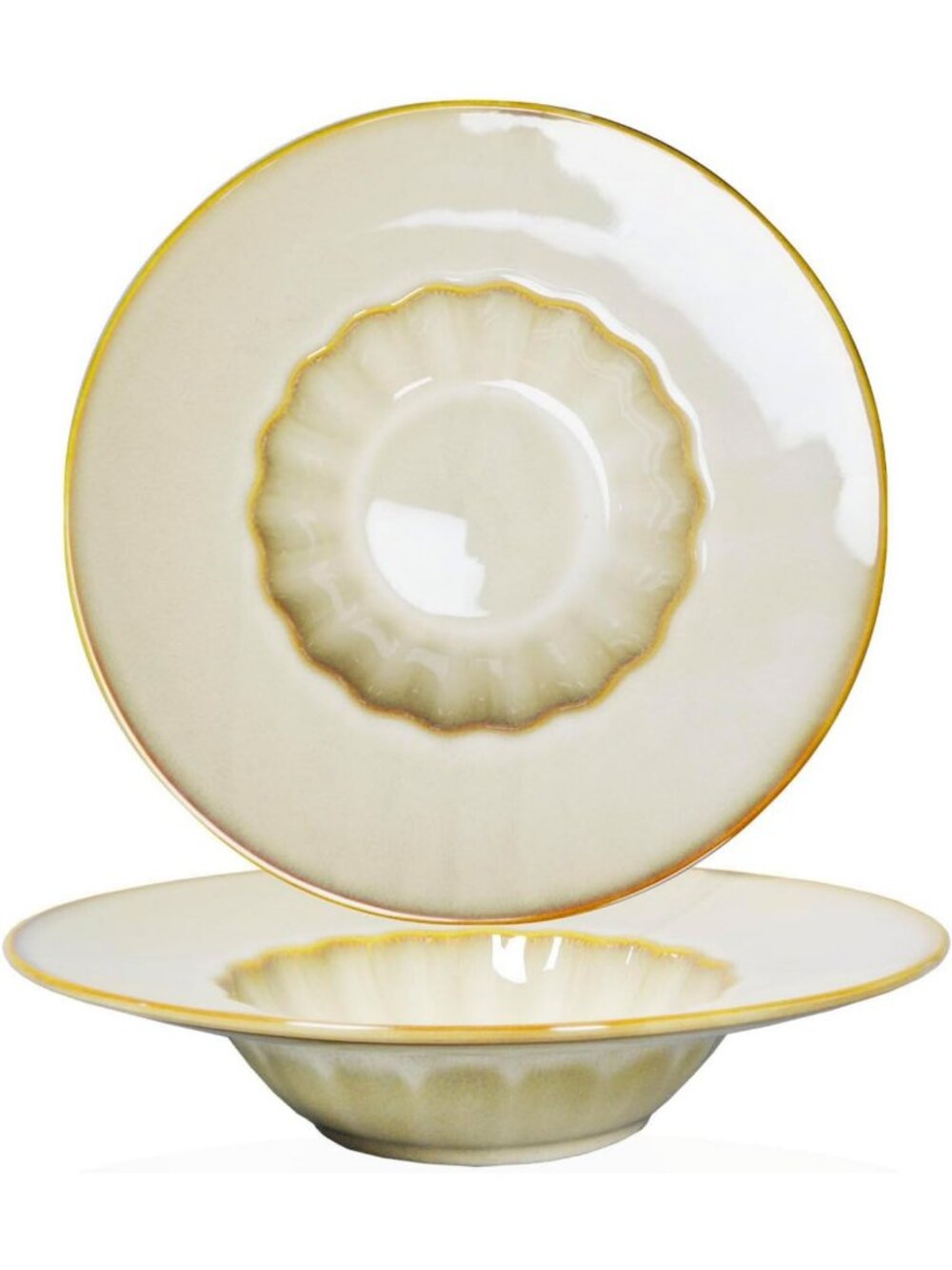 Stylish 9-Inch Ceramic Soup & Pasta Bowls Set of 2, Rustic Brown Dinnerware
